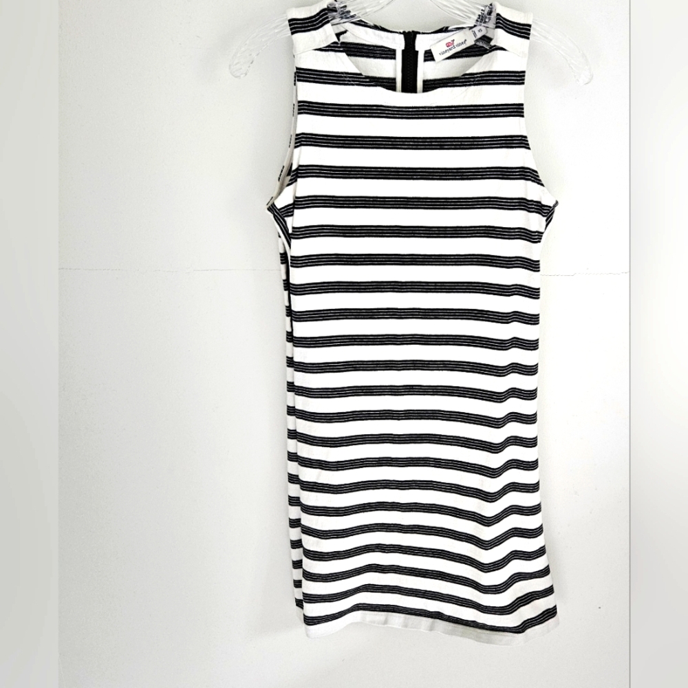 Vineyard Vines Black and White Striped Popover Tshirt Dress